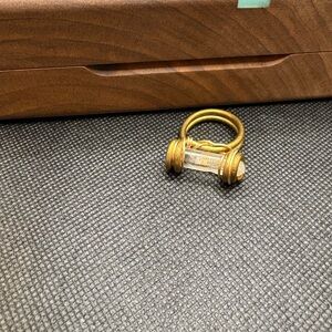 Handmade Brass and Crystal Ring, Size 6.75